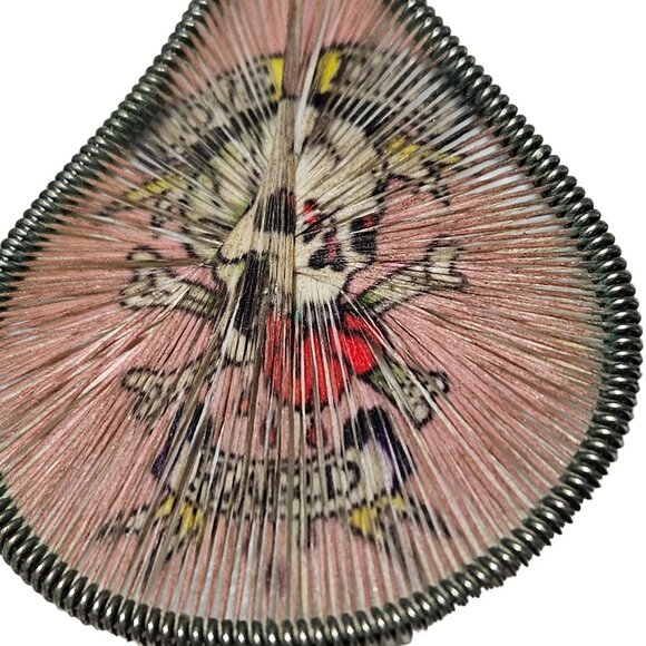 Skull Crossbones Tattoo Design Woven String Teardrop Dangle Earrings Jewelry - Picture 3 of 4